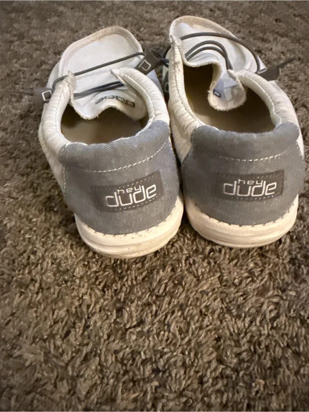 Hey Dude Off-White Slip-On Loafers with Gray Accents